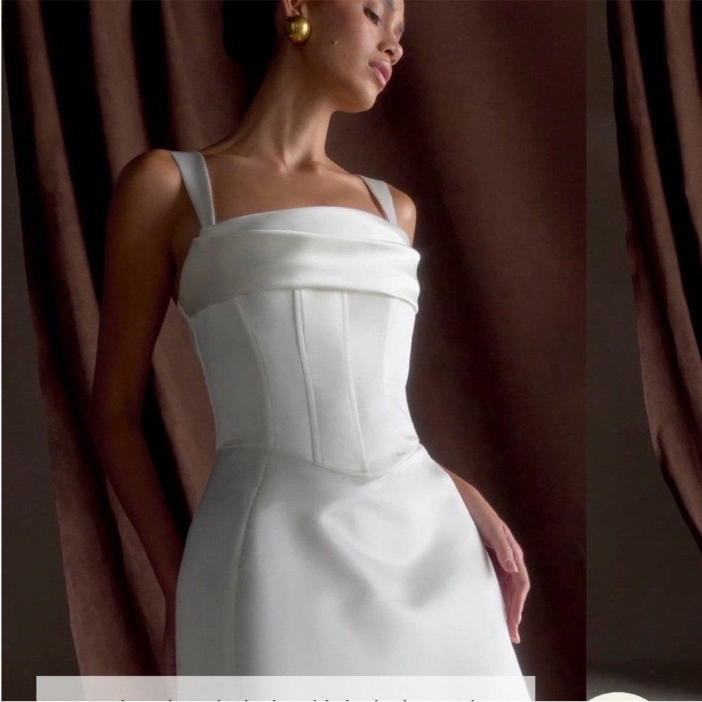 Meshki Isabella Satin Corset White Mini Dress